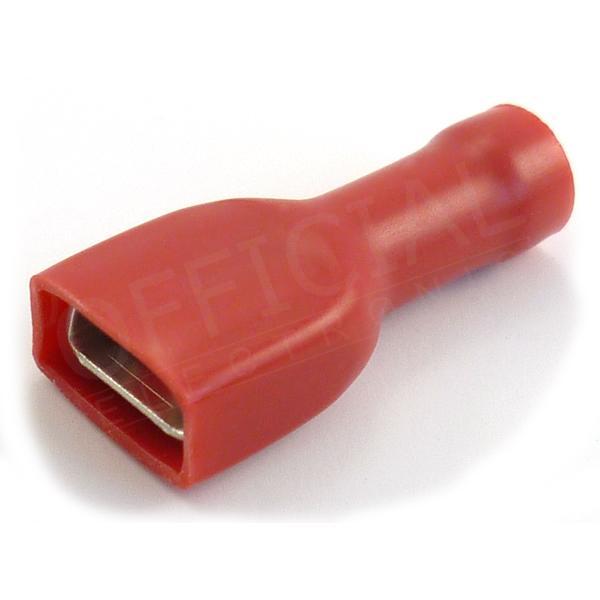 Faston dutinka 6,3x0,8/1,5mm2 hranatá celoizolovaná červená- OPC 1,5-68 long