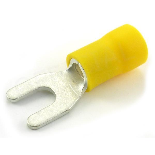 Vidlice izolovaná M4/6mm2 žlutá, 10mm- VI 6-M4/10/PVC